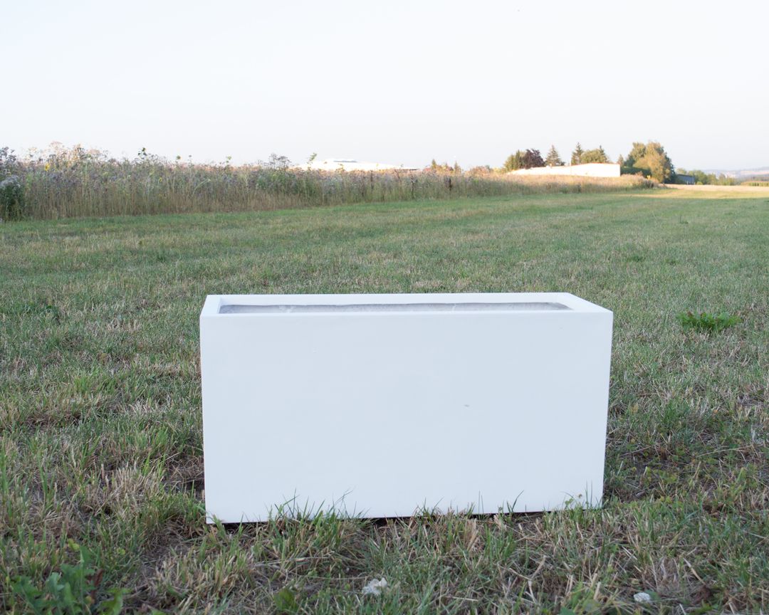 Elegant Einrichten | Pflanzkübel | Fiberglas | rechteckig | 60x25x30cm | perlmutt weiß