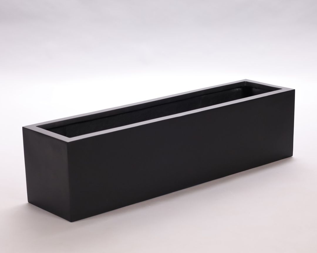 Elegant Einrichten | Pflanzkübel | Fiberglas | rechteckig | 100x25x25cm | elegant schwarz-matt