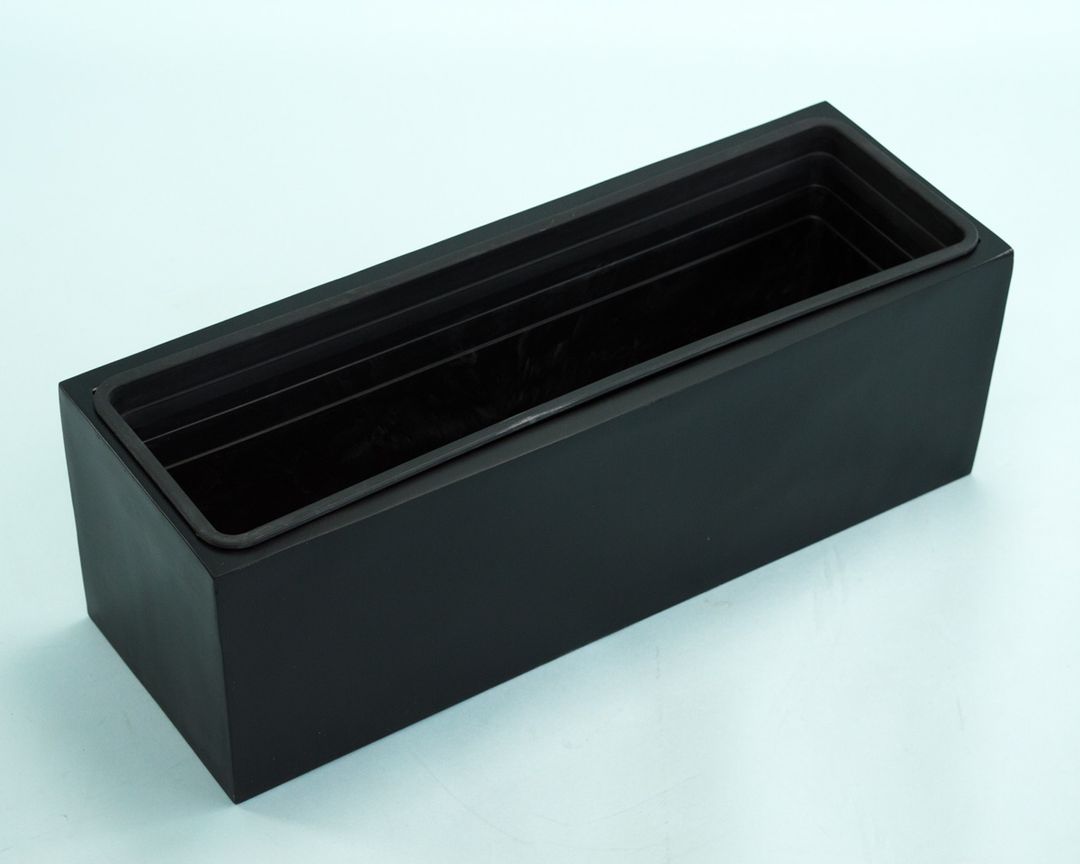 Elegant Einrichten | Pflanzkübel | Fiberglas | rechteckig | 61x21x20cm | schwarz-matt