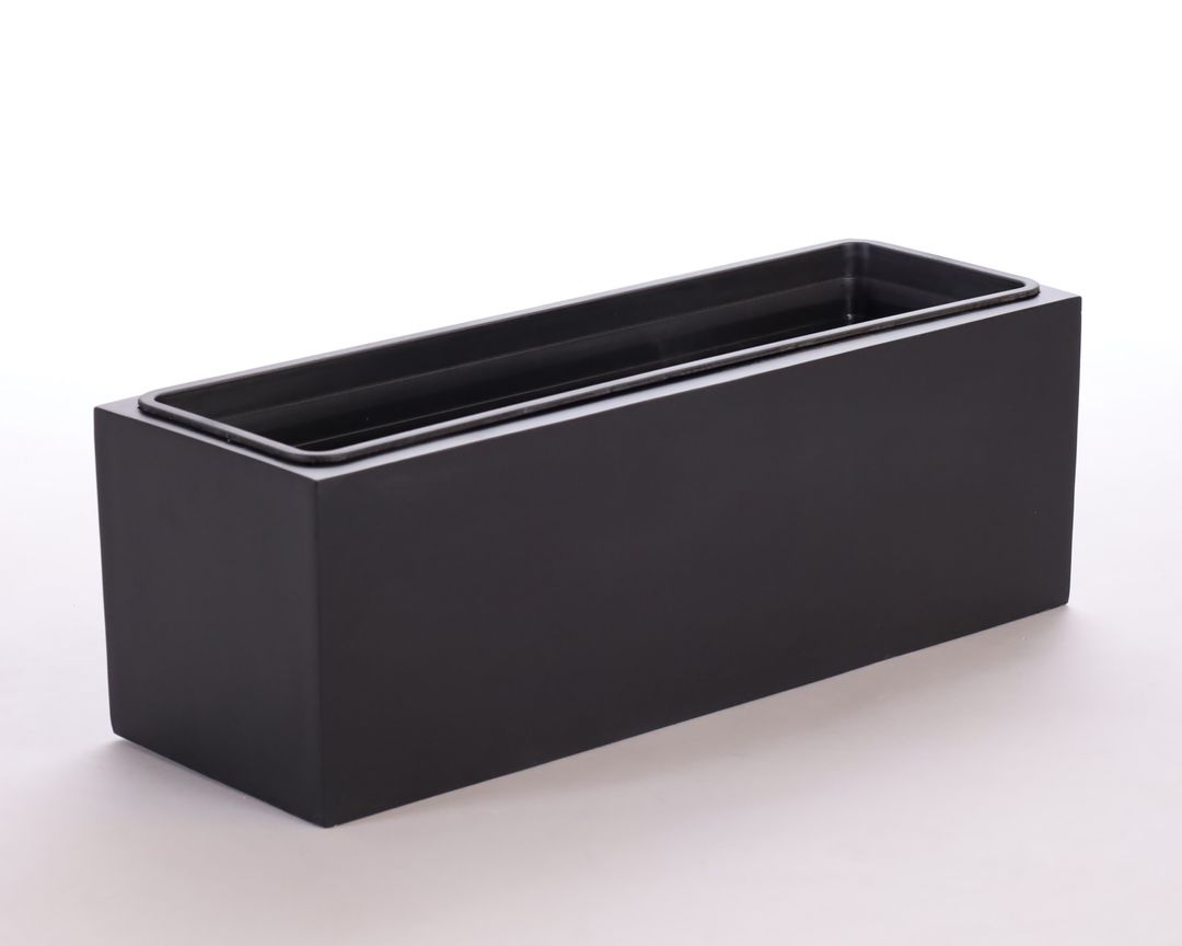 Elegant Einrichten | Pflanzkübel | Fiberglas | rechteckig | 61x21x20cm | schwarz-matt
