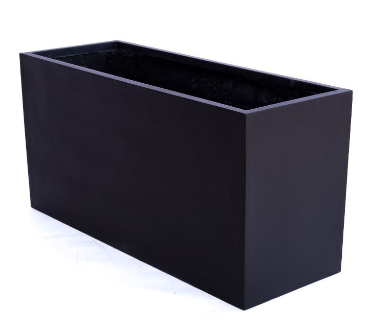 Elegant Einrichten | Pflanzkübel | Fiberglas | rechteckig | 80x30x40cm | elegant schwarz-matt