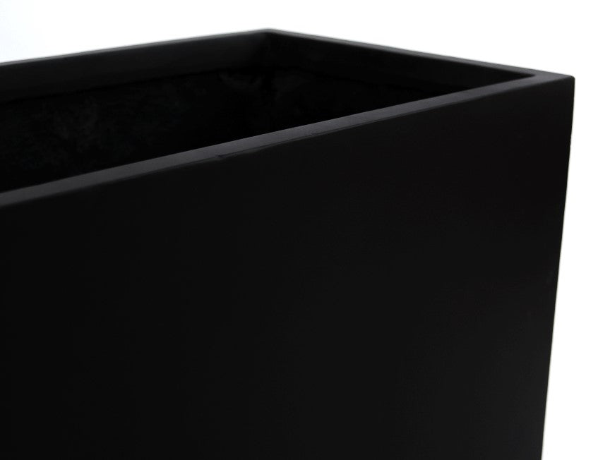 Elegant Einrichten | Pflanzkübel | Fiberglas | rechteckig | 80x30x40cm | elegant schwarz-matt