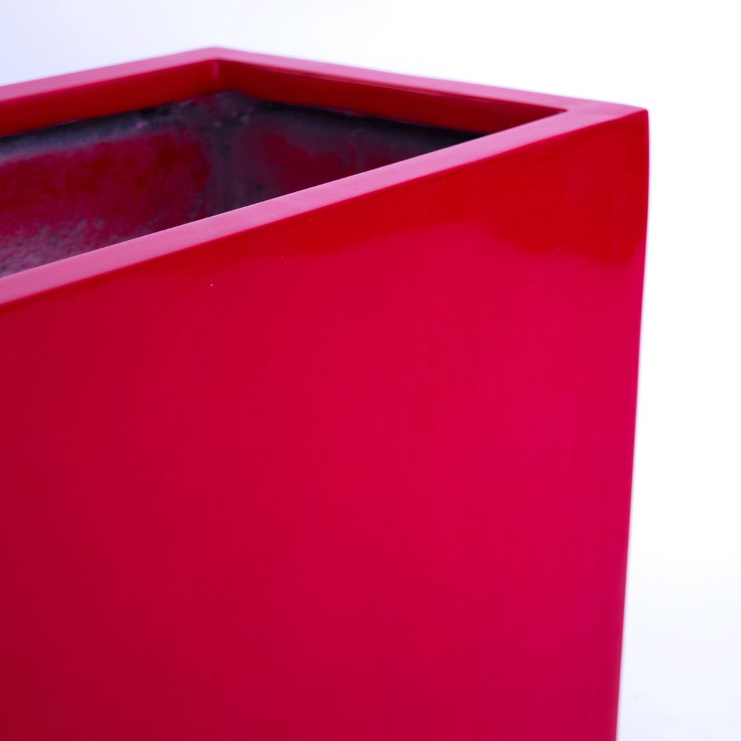 Elegant Einrichten | Pflanzkübel | Fiberglas | rechteckig | 108x40x50cm | hochglanz rot