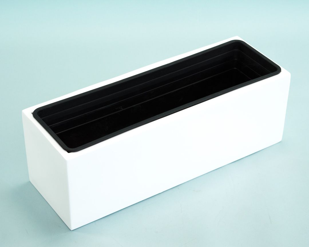 Elegant Einrichten | Pflanzkübel | Fiberglas | rechteckig | 61x21x20 | hochglanz | weiß