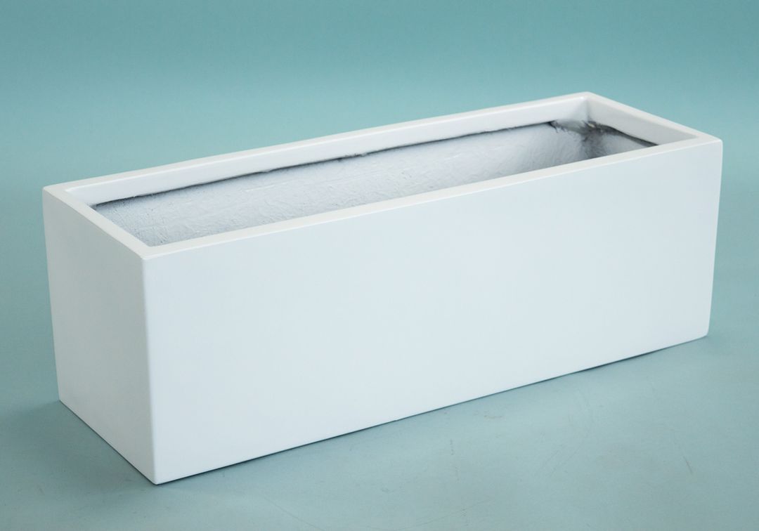 Elegant Einrichten | Pflanzkübel | Fiberglas | rechteckig | 61x21x20 | hochglanz | weiß