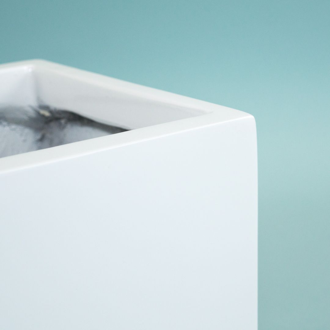 Elegant Einrichten | Pflanzkübel | Fiberglas | rechteckig | 61x21x20 | hochglanz | weiß