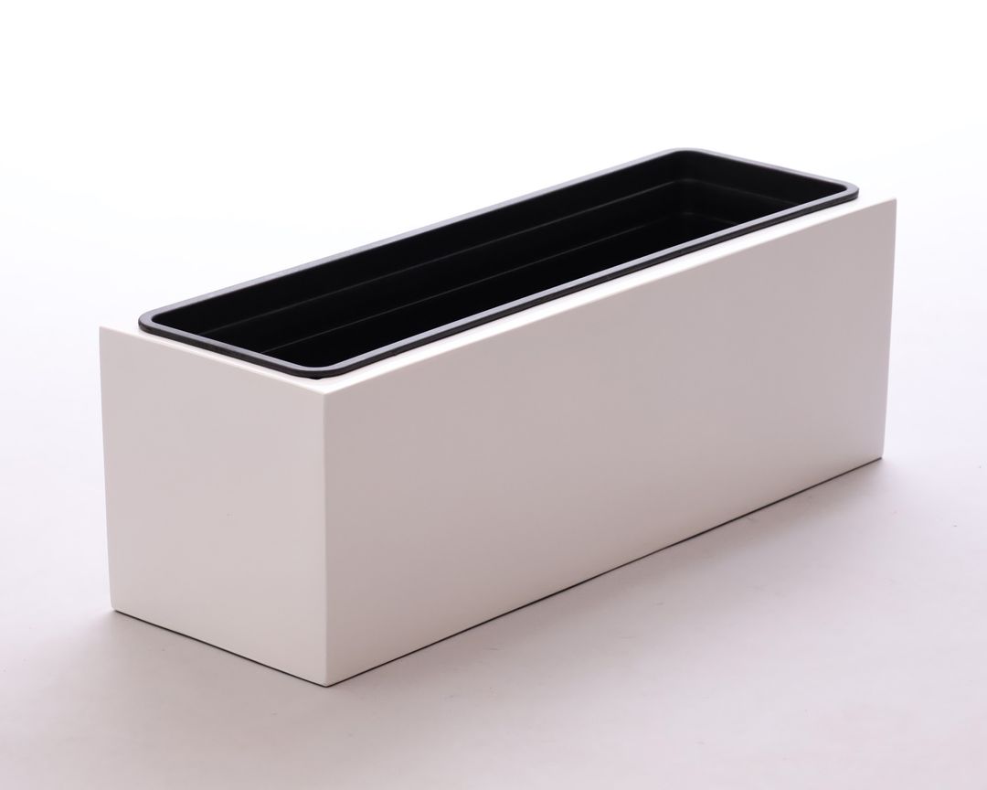 Elegant Einrichten | Pflanzkübel | Fiberglas | rechteckig | 61x21x20 | hochglanz | weiß