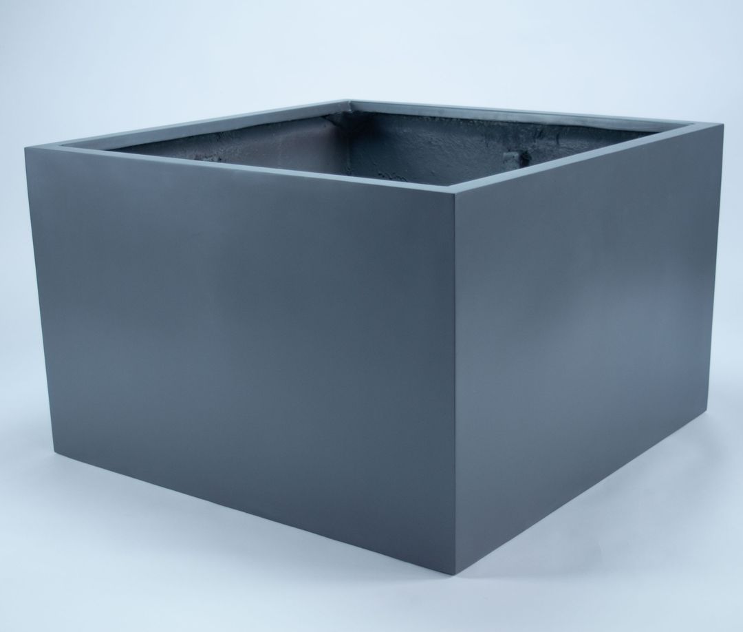Elegant Einrichten | Pflanzkübel | Fiberglas | niedrige quadratisch | 110x110x70cm | anthrazit-metallic.