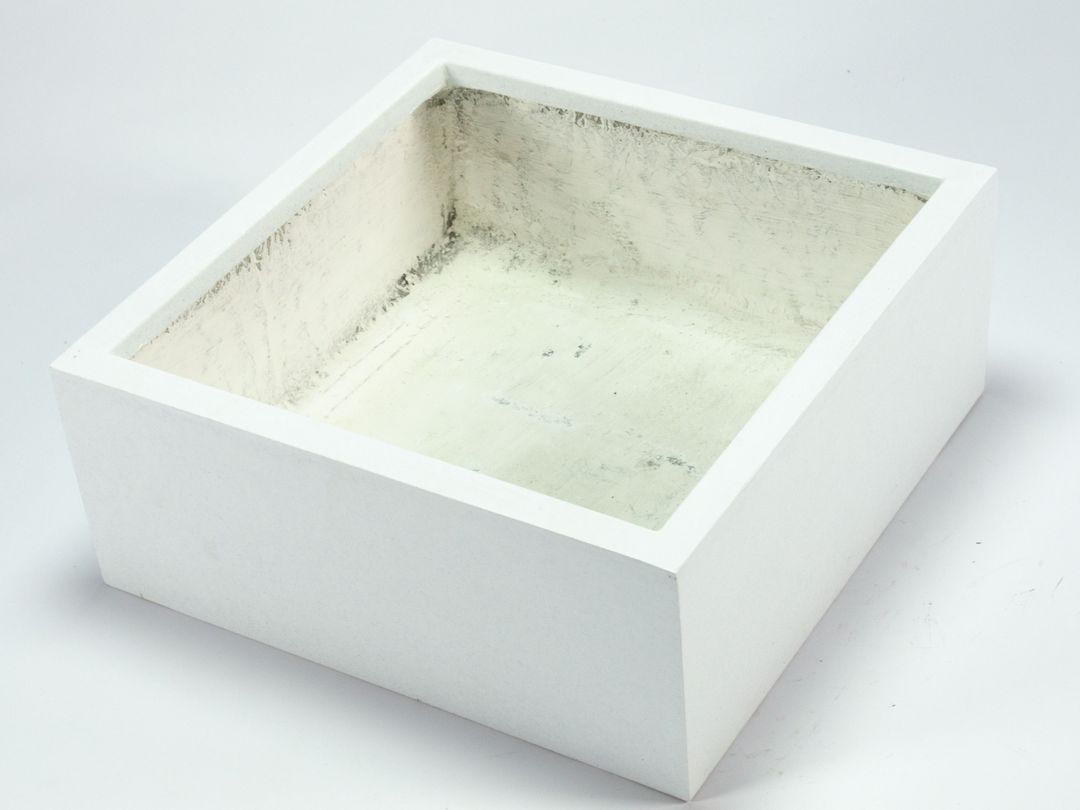 Elegant Einrichten | Pflanzkübel | Fiberglas | niedrige quadratisch | 60x60x30cm | perlmutt weiß.