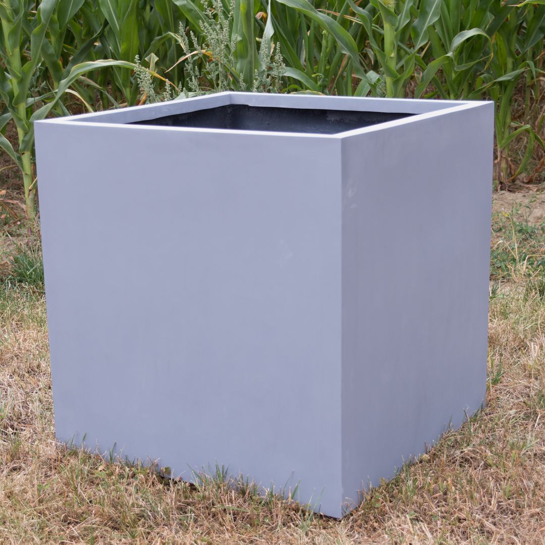 Elegant Einrichten | Pflanzkübel | Fiberglas | quadratisch | 40x40x40cm | grau.