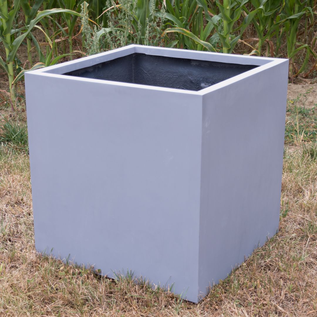 Blumenkübel Fiberglas quadratisch 40x40x40cm grau.(B-WARE)