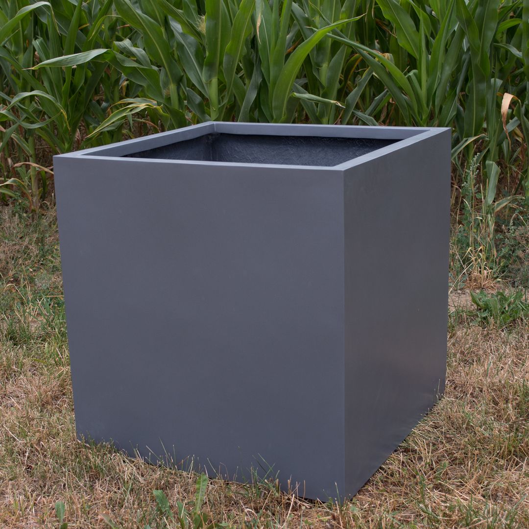 Elegant Einrichten | Pflanzkübel | Fiberglas | anthrazit metallic | quadratisch | 70x70x70cm