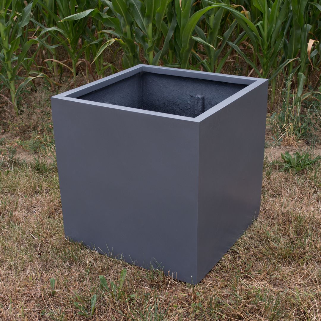 Elegant Einrichten | Pflanzkübel | Fiberglas | anthrazit metallic | quadratisch | 30x30x30cm