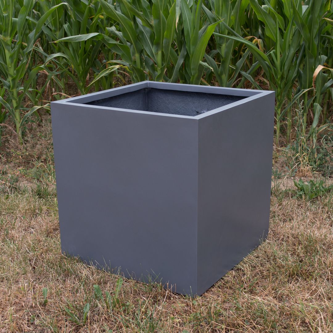 Elegant Einrichten | Pflanzkübel | Fiberglas | anthrazit metallic | quadratisch | 60x60x60cm
