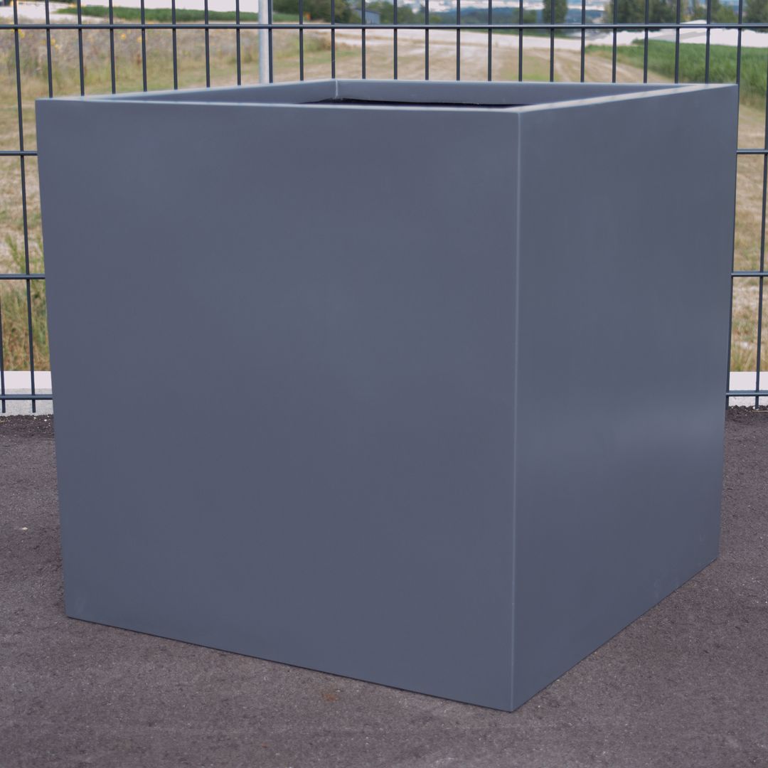Blumenkübel Fiberglas anthrazit metallic quadratisch 50x50x50cm (B-WARE)