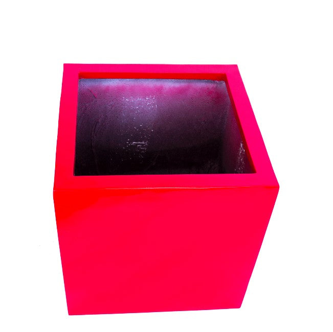 Elegant Einrichten | Pflanzkübel | Fiberglas | quadratisch | 48x48x48cm | hochglanz rot.