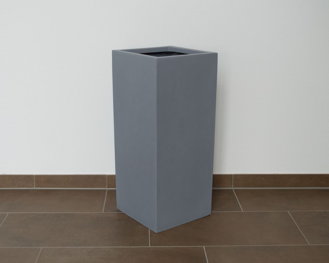 Elegant Einrichten | Pflanzkübel | Fiberglas | säule | 30x30x80cm | grau.