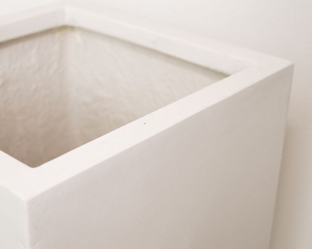 Elegant Einrichten | Pflanzkübel | Fiberglas | säule | 38x38x70cm | perlmutt weiß