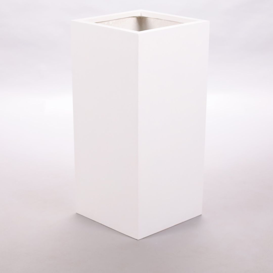 Elegant Einrichten | Pflanzkübel | Fiberglas | Säule | 30x30x80cm | perlmuttweiß