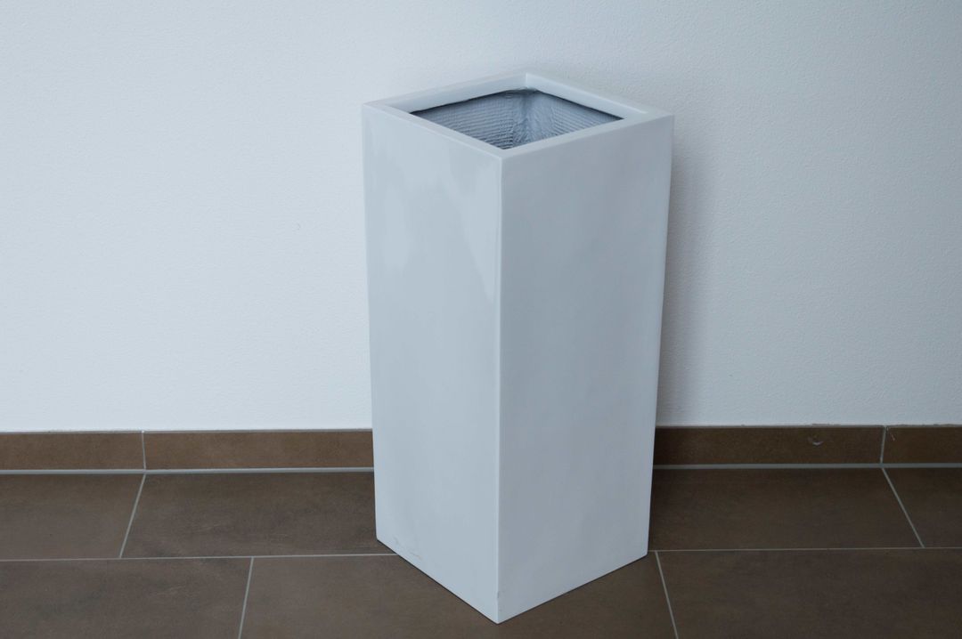 Elegant Einrichten | Pflanzkübel | Fiberglas | säule | 38x38x70cm | hochglanz weiß.