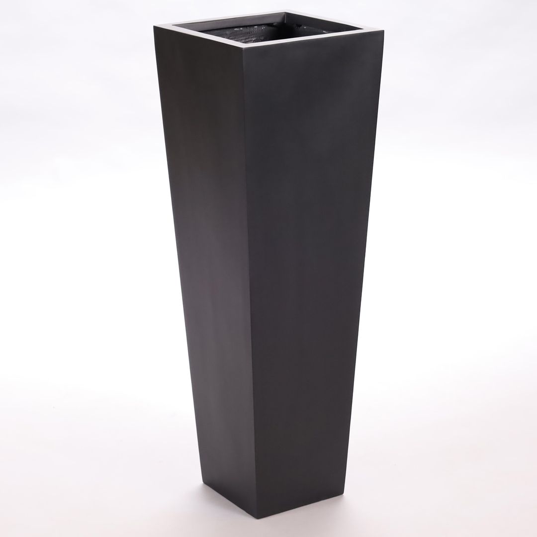 Elegant Einrichten | Pflanzkübel | Fiberglas | säule | konisch | 30x30x90cm | elegant schwarz matt.