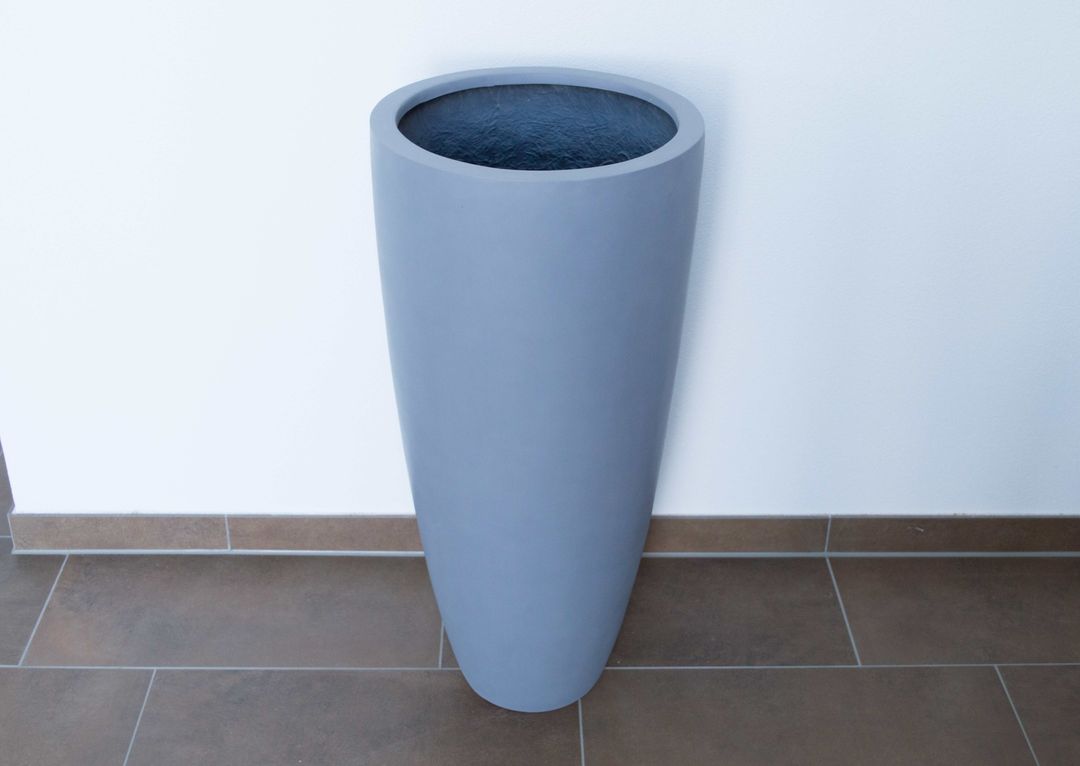 Elegant Einrichten | Pflanzkübel | Fiberglas | rund konisch | D38xH80cm | grau.