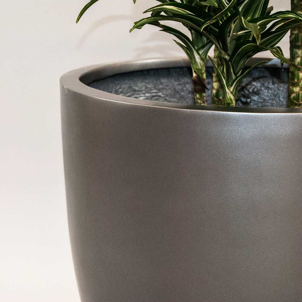 Elegant Einrichten  | Pflanzkübel | Fiberglas | anthrazit metallic  | rund konisch | D40xH40cm