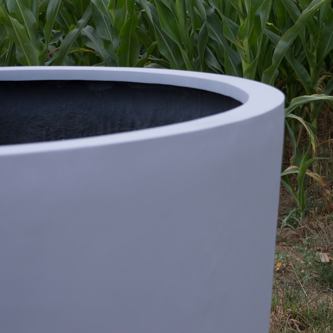 Elegant Einrichten | Pflanzkübel | Fiberglas | rundkonisch | D110xH95cm | grau.