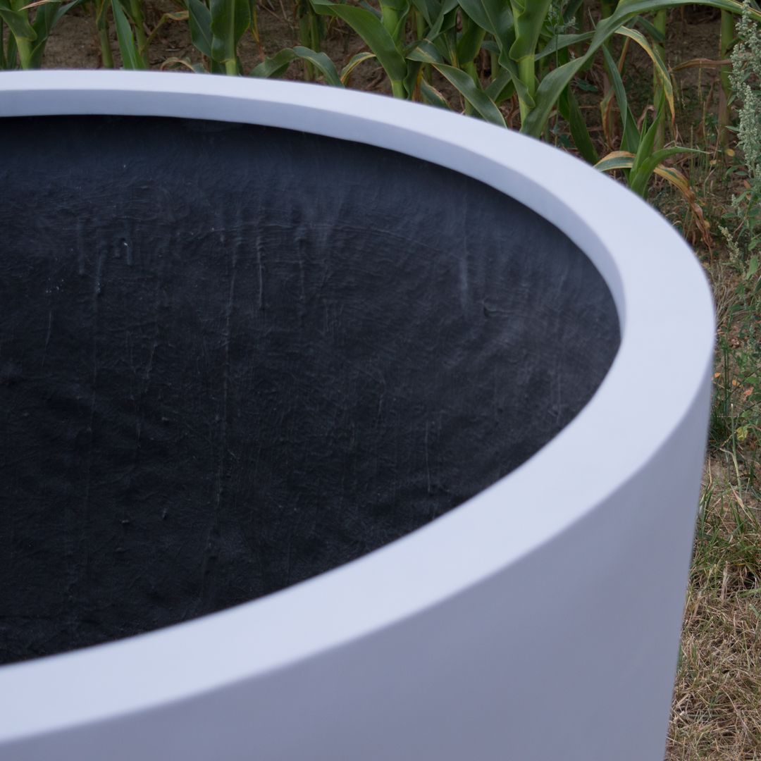 Elegant Einrichten | Pflanzkübel | Fiberglas | rundkonisch | D110xH95cm | grau.