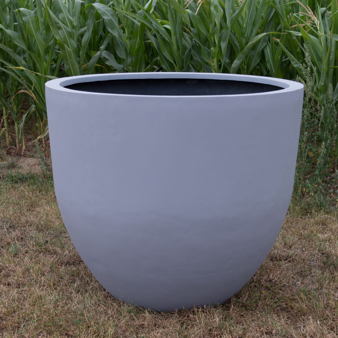 Elegant Einrichten | Pflanzkübel | Fiberglas | rundkonisch | D110xH95cm | grau.