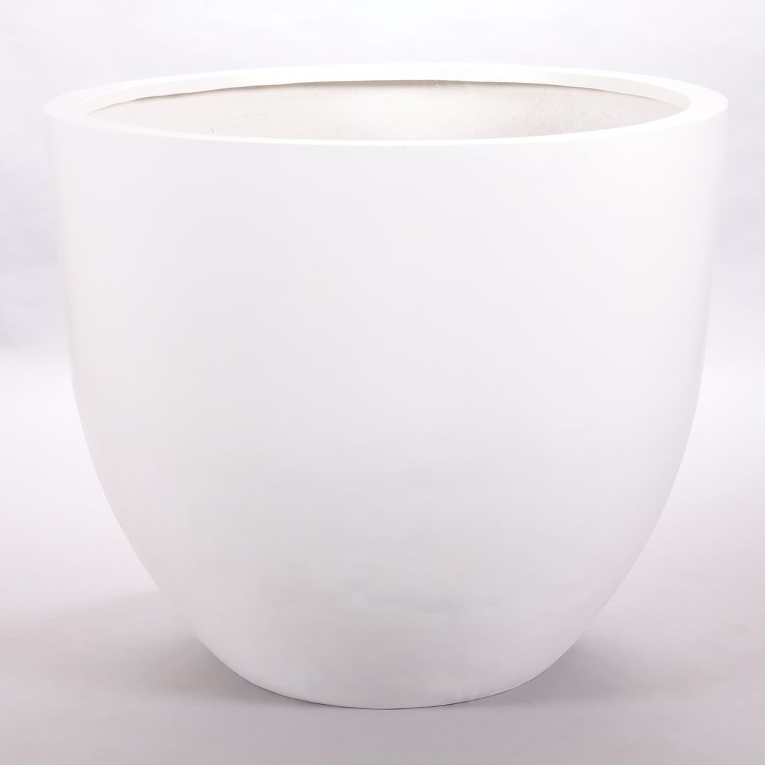 Elegant Einrichten | Pflanzkübel | Fiberglas | rund konisch | D110xH95cm | perlmutt weiß.