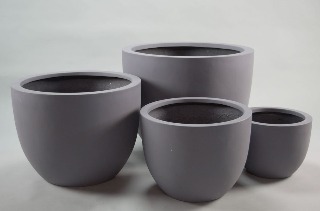 Elegant Einrichten | Pflanzkübel | Fiberglas | rund konisch | D60xH46,5cm | grau.