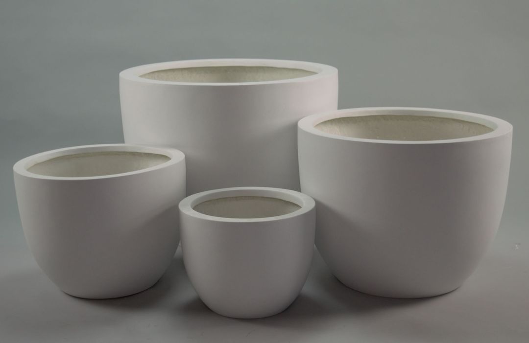 Elegant Einrichten | Pflanzkübel | Fiberglas | rund konisch | D60xH46,5cm | Perlmutt Weiß.