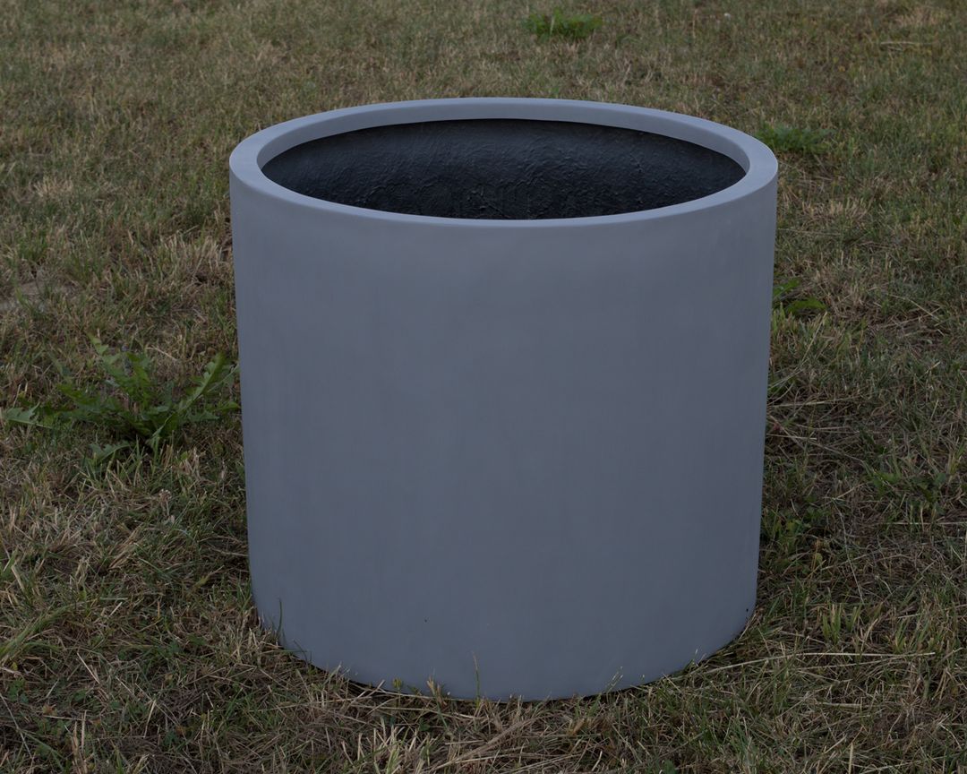 Elegant Einrichten | Pflanzkübel | Fiberglas | zylindrisch | D70xH60cm | grau.