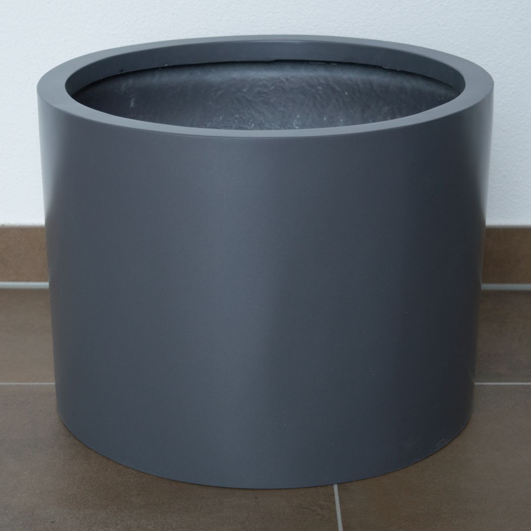 Elegant Einrichten | Pflanzkübel | Fiberglas | zylindrisch | D40xH30cm | Anthrazit-Metallic