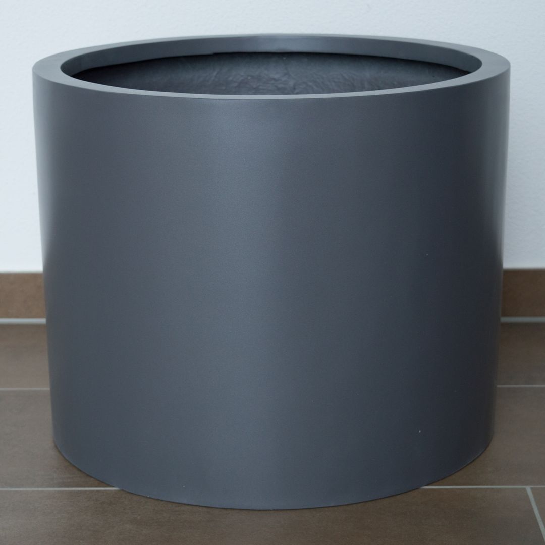 Elegant Einrichten | Pflanzkübel | Fiberglas | zylindrisch | D50xH40cm | Anthrazit-Metallic
