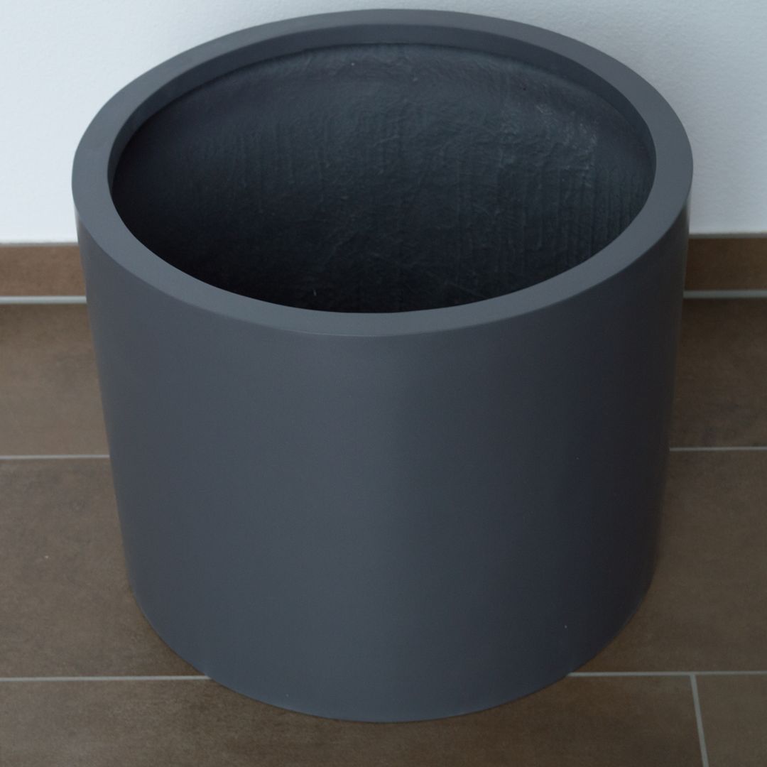 Elegant Einrichten | Pflanzkübel | Fiberglas | zylindrisch | D50xH40cm | Anthrazit-Metallic