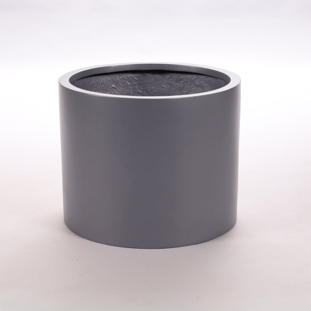 Elegant Einrichten | Pflanzkübel | Fiberglas | zylindrisch | D30xH25cm | Anthrazit-Metallic