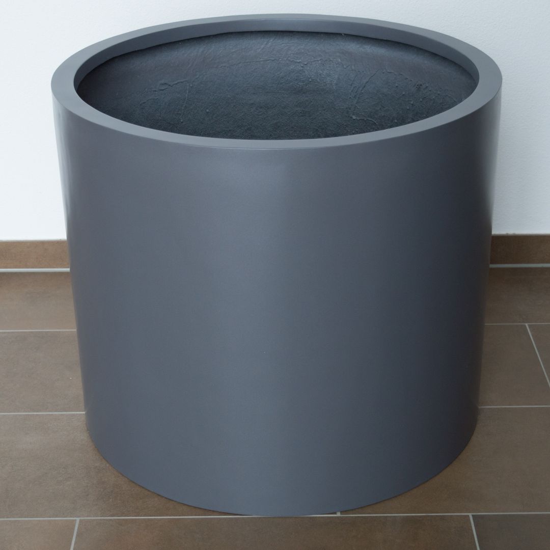 Elegant Einrichten | Pflanzkübel | Fiberglas | zylindrisch | D80xH70cm | Anthrazit-Metallic