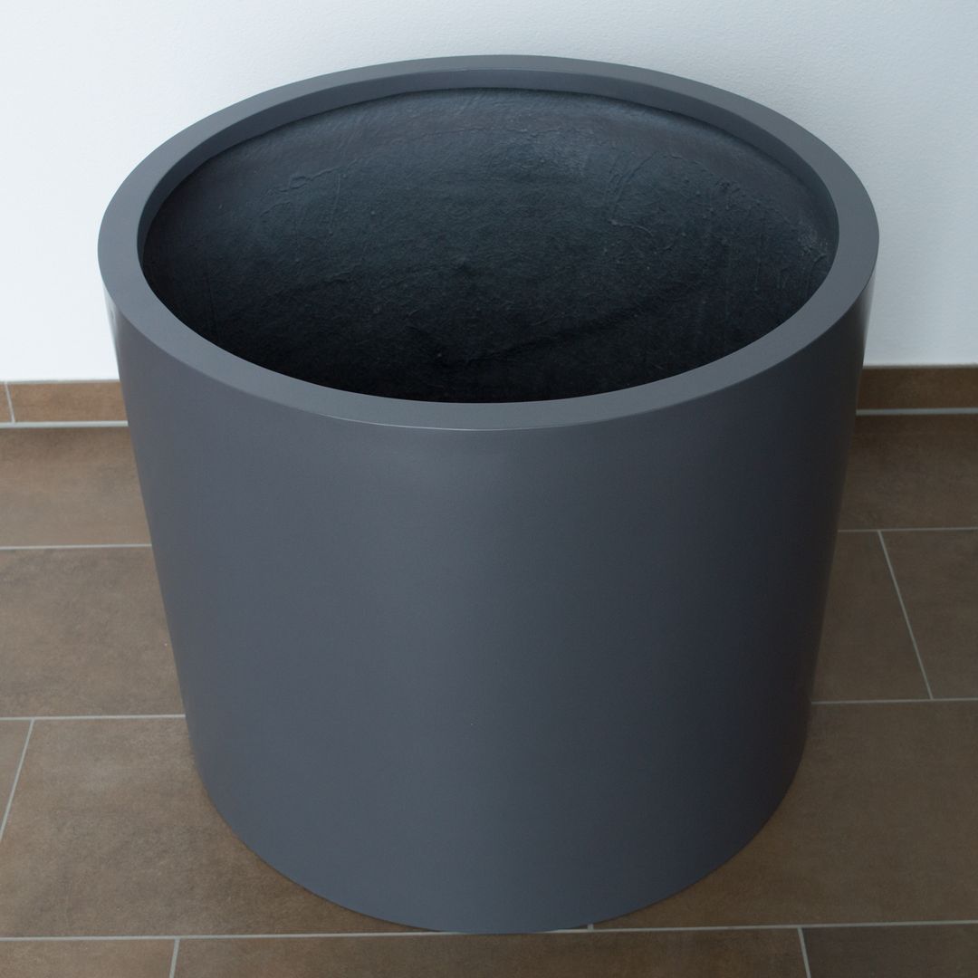 Elegant Einrichten | Pflanzkübel | Fiberglas | zylindrisch | D70xH60cm | Anthrazit-Metallic