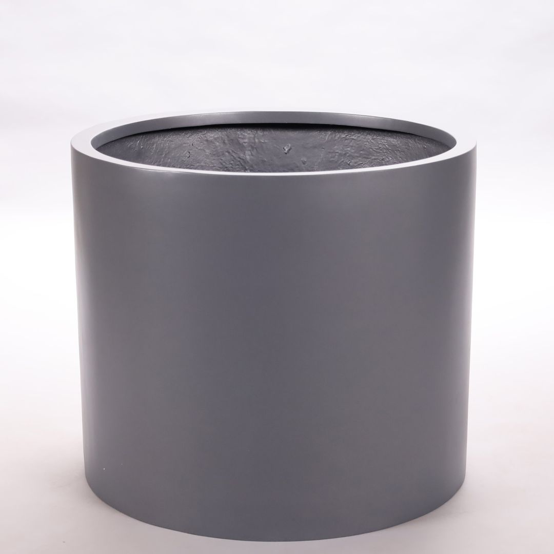 Elegant Einrichten | Pflanzkübel | Fiberglas | zylindrisch | D50xH40cm | Anthrazit-Metallic