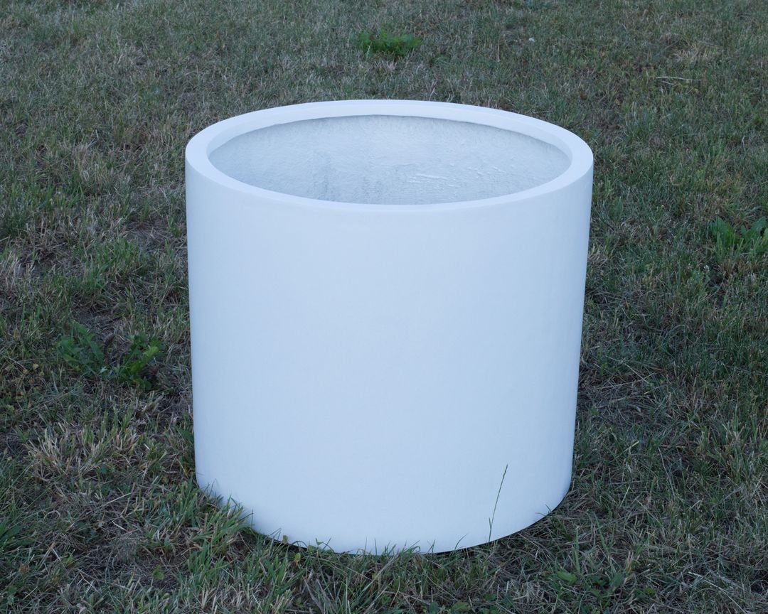 Elegant Einrichten | Pflanzkübel | Fiberglas | zylindrisch | D50xH40cm | perlmutt weiß.