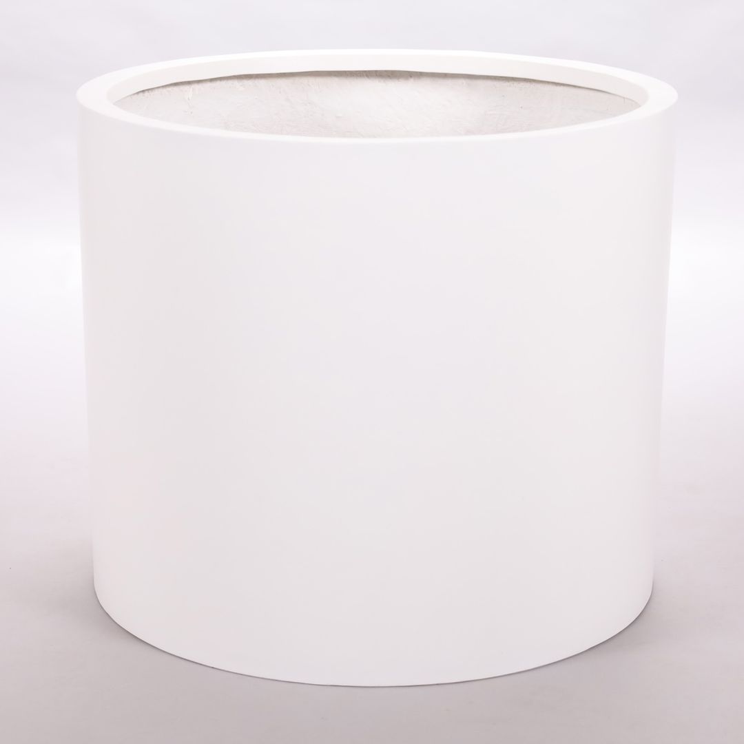 Elegant Einrichten | Pflanzkübel | Fiberglas | zylindrisch | D70xH60cm | perlmutt weiß.