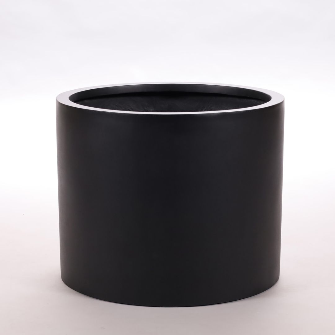 Elegant Einrichten | Pflanzkübel | Fiberglas | zylindrisch | D30xH25cm | schwarz-matt.