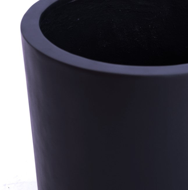 Elegant Einrichten | Pflanzkübel | Fiberglas | zylindrisch | D40xH40cm | schwarz-matt.