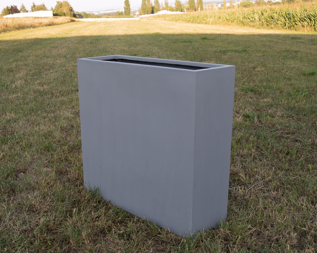 Pflanztrog, Pflanzkübel Fiberglas als Raumteiler 84x30x80cm grau.(B-WARE 2er Set)