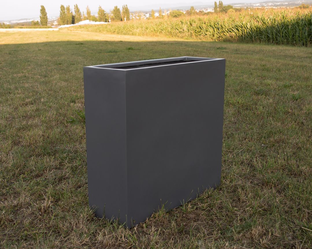 Elegant Einrichten | Pflanzkübel | Fiberglas | rechteckig | 84x30x80cm | anthrazit-metallic.