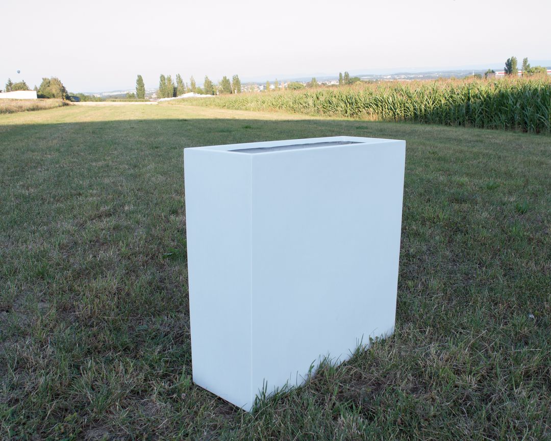 Elegant Einrichten | Pflanzkübel | Fiberglas | rechteckig | 108x40x100cm | perlmutt weiß.