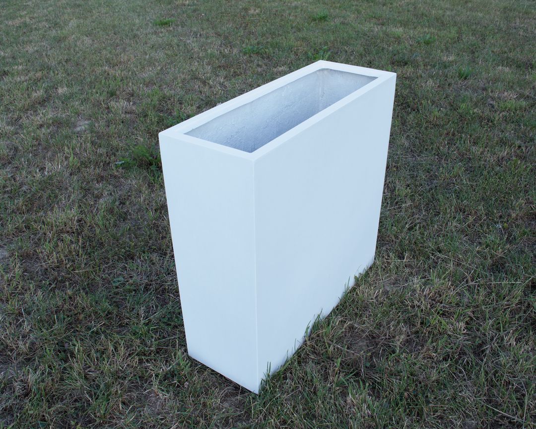 Elegant Einrichten | Pflanzkübel | Fiberglas | rechteckig | 84x30x80cm | perlmutt weiß.