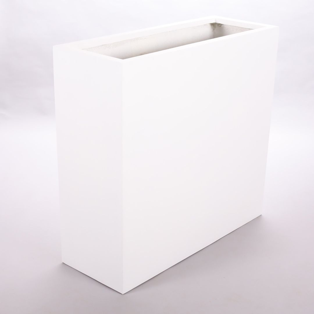 Elegant Einrichten | Pflanzkübel | Fiberglas | rechteckig | 84x30x80cm | perlmutt weiß.